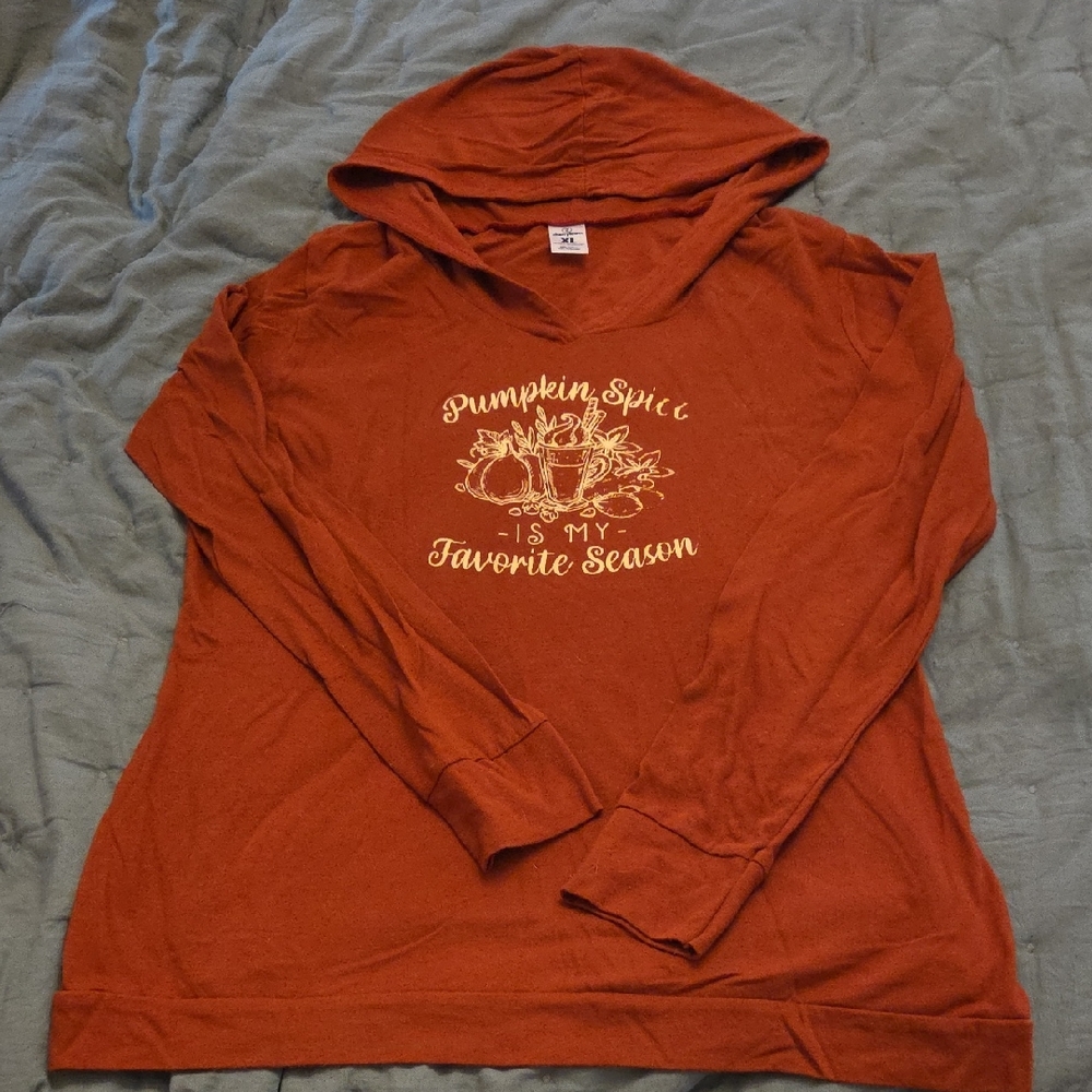 Women's Rust Orange Graphic Hoodie Sweater - Pumpkin Spice Design